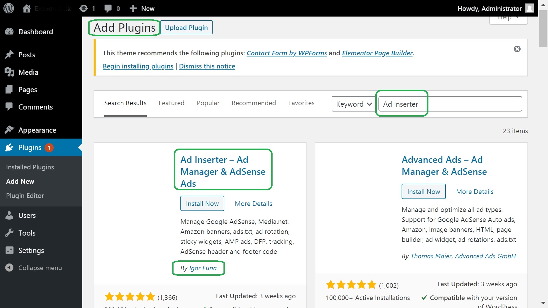 Manage Google Ads using AD Inserter 2