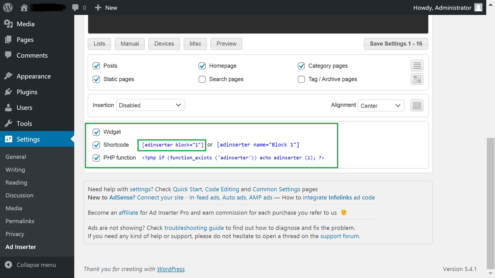 Manage Google Ads using AD Inserter 5