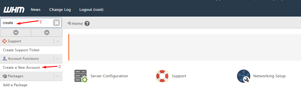 create cpanel account