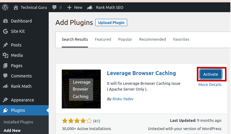 Fix Leverage Browser Caching Warning in WordPress 3