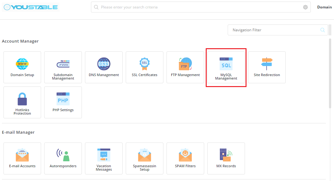 database in directadmin